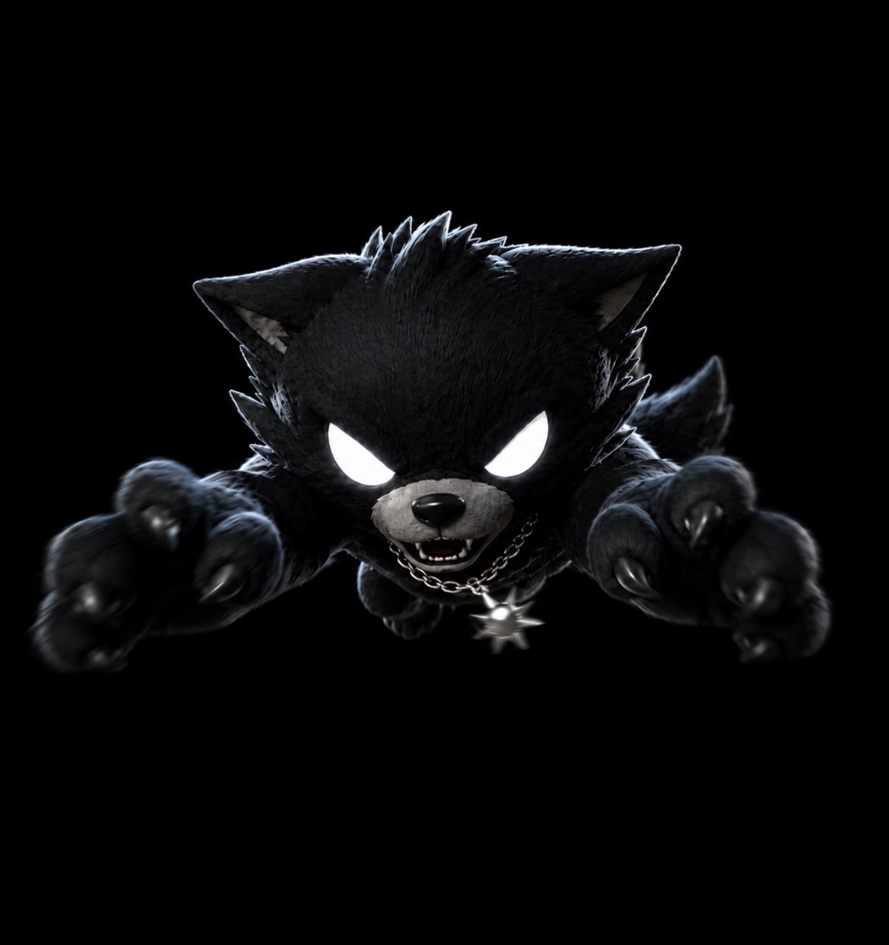 The complete Darkita character, with glowing eyes and a silver star necklace